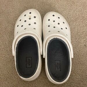 Fuzzy white crocs